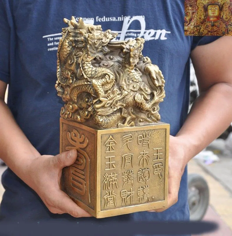 wedding decoration China Chinese brass copper Zodiac animal 9 Dragon head statue Seal stamp signet
wedding decoration China Chinese brass copper Zodiac animal 9 Dragon head statue Seal stamp signet