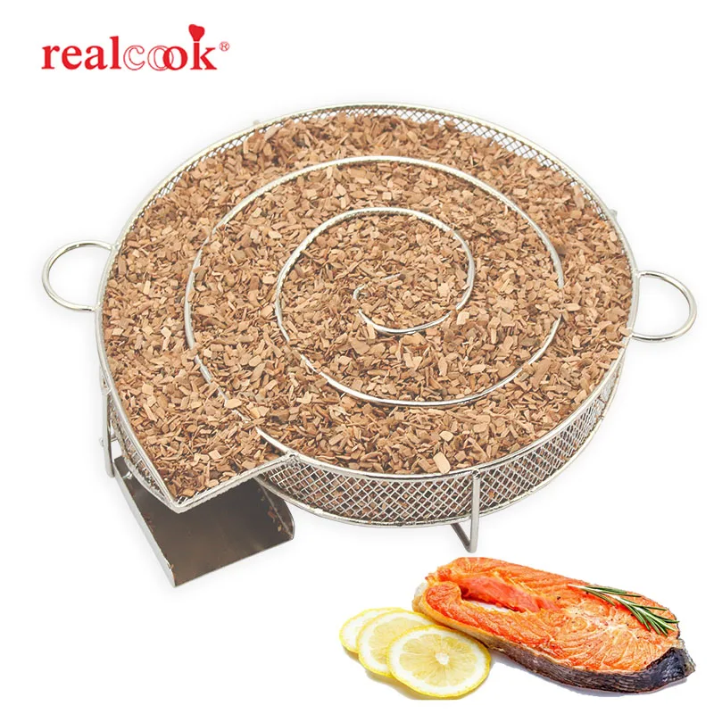 Realcook 8.07 inch Round Smoke Generator BBQ Wood Chips Cold Smoker Smoking Basket For Salmon Fish Meat Barbecue Grill Cooking
Realcook 8.07 inch Round Smoke Generator BBQ Wood Chips Cold Smoker Smoking Basket For Salmon Fish Meat Barbecue Grill Cooking