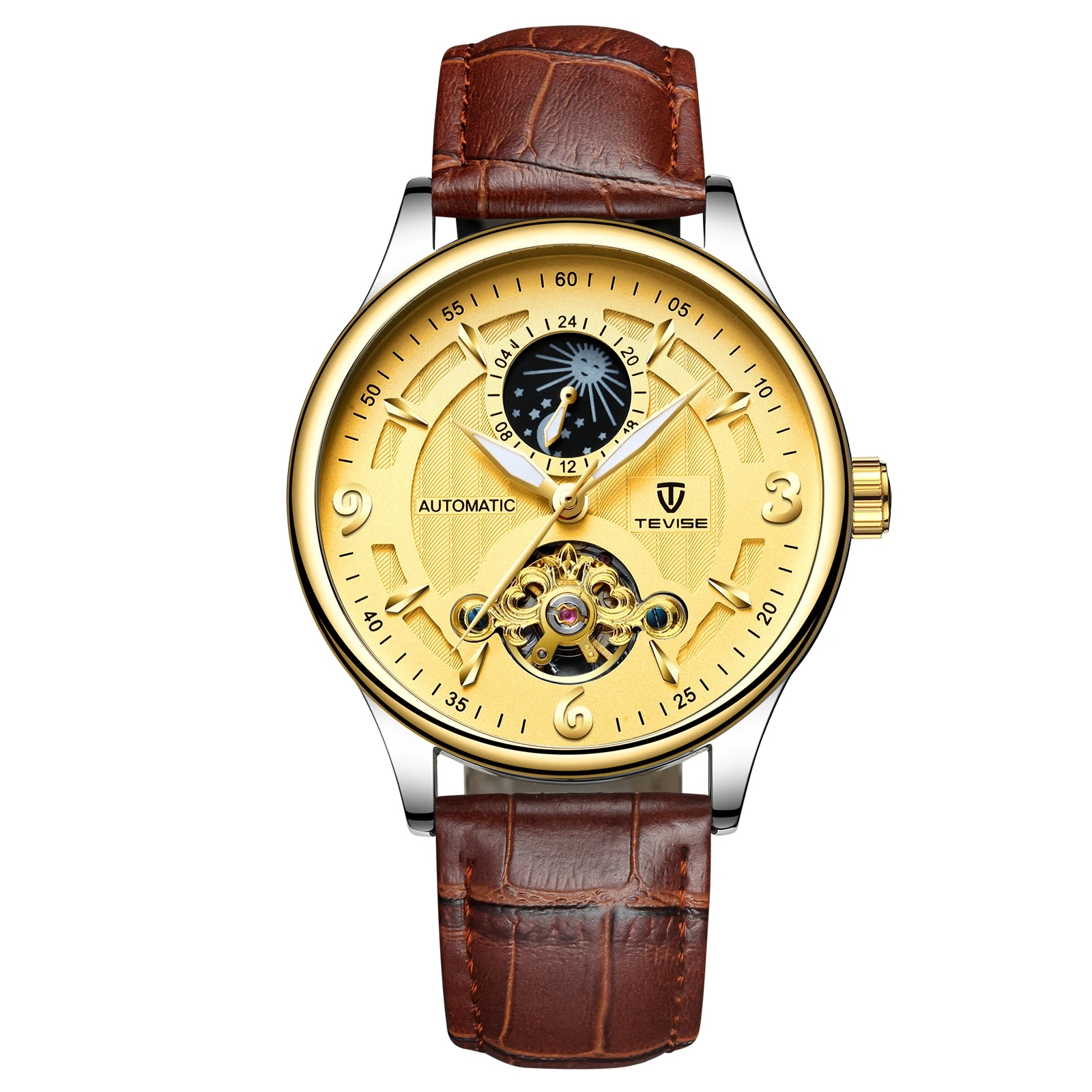 Tevise Top Brand Luxury Waterproof Automatic Men Mechanical Watch Moon Phase Luminous Self-winding Man Casual Wristwatch Leather
Tevise Top Brand Luxury Waterproof Automatic Men Mechanical Watch Moon Phase Luminous Self-winding Man Casual Wristwatch Leather