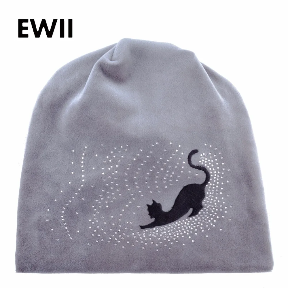 Женская трикотажная Шапка бини Зимняя в виде кошки|Женские Skullies и шапочки| |