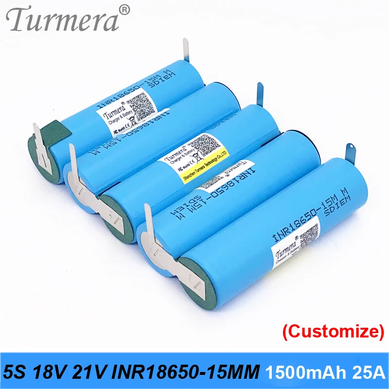 NEW 3S 12.6V 4S 16.8V 5S 18V Battery Pack INR18650-15MM 1500mah 25A Discharge Current for shura screwdriver battery (customize)
NEW 3S 12.6V 4S 16.8V 5S 18V Battery Pack INR18650-15MM 1500mah 25A Discharge Current for shura screwdriver battery (customize)