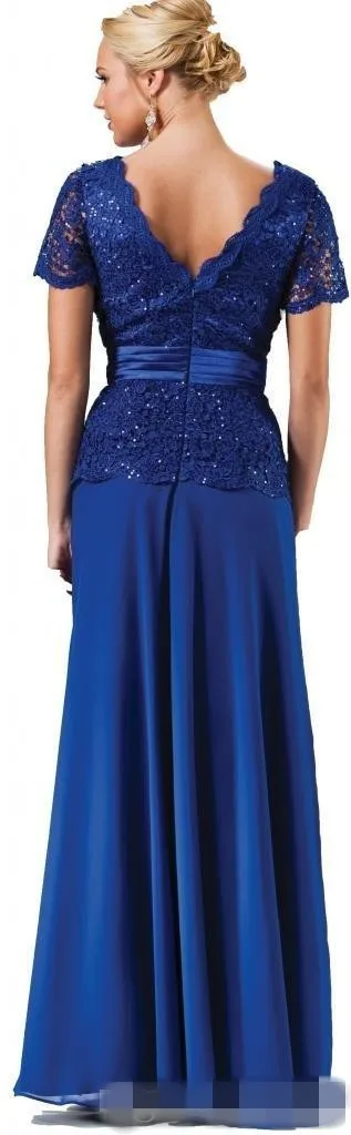 Royal Blue vestido de festa Short Sleeve Elegant Mother Of The Bride Dresses 2019 Long Chiffon Cheap V Neck Lace Evening Dress
Royal Blue vestido de festa Short Sleeve Elegant Mother Of The Bride Dresses 2019 Long Chiffon Cheap V Neck Lace Evening Dress