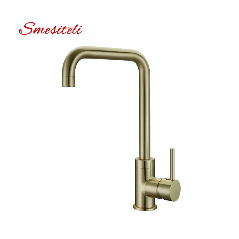Smesiteli Wholesale High Quality 100% Brass Brushed Gold Finish Kitchen Faucet Hot And Cold Water Faucet Sink Tap
Smesiteli Wholesale High Quality 100% Brass Brushed Gold Finish Kitchen Faucet Hot And Cold Water Faucet Sink Tap