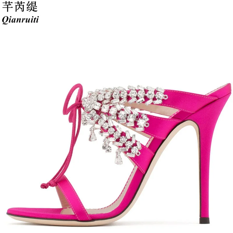 Qianruiti Women Stylish Crystal Sandals Caged Satin Lace Up Mules Gladiator Diamonds Heels Dress Sandals
Qianruiti Women Stylish Crystal Sandals Caged Satin Lace Up Mules Gladiator Diamonds Heels Dress Sandals