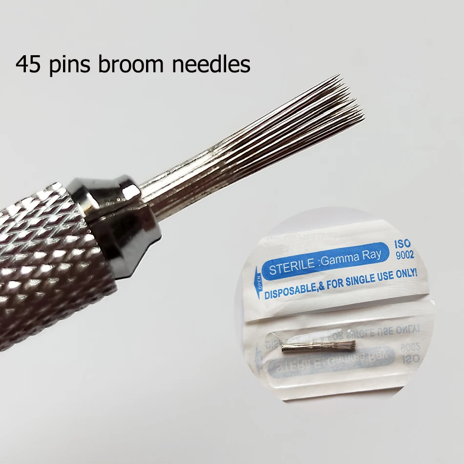 50 Pcs/lot New 45 Pins Needles Tattoo Broom Shape Flat Needles For Permanent Makeup Microblading Fog Eyebrow High Efficient
50 Pcs/lot New 45 Pins Needles Tattoo Broom Shape Flat Needles For Permanent Makeup Microblading Fog Eyebrow High Efficient