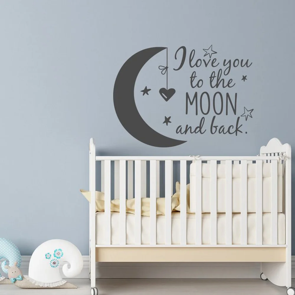Виниловые настенные наклейки для детской комнаты с надписью I Love You to the Moon and Back Stars