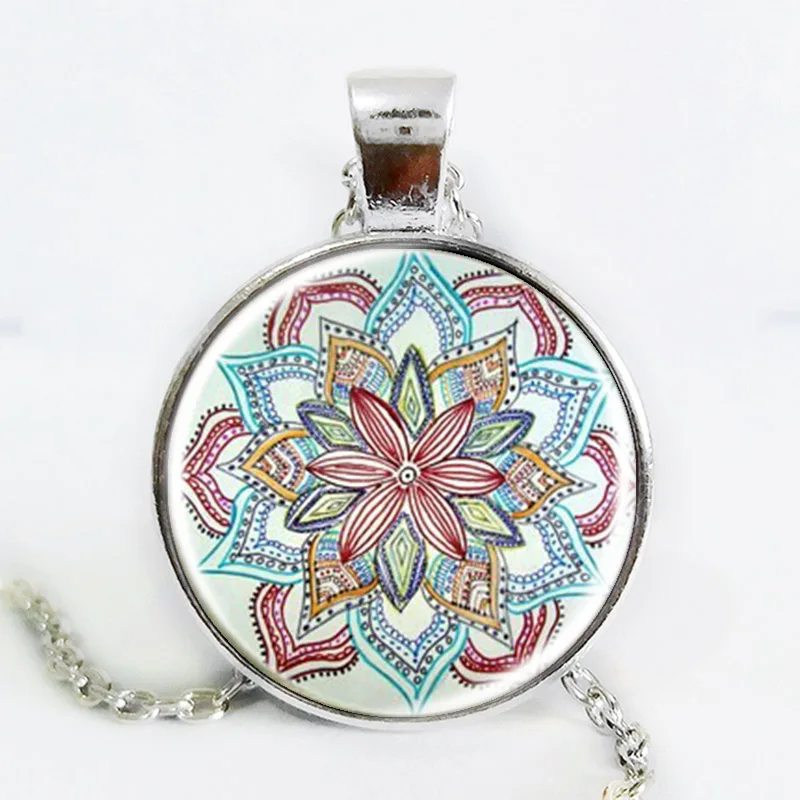 Серебряный цвет ожерелье Мандала Henna Yaga PendantOm Symbol дзэн буддизм религиозные