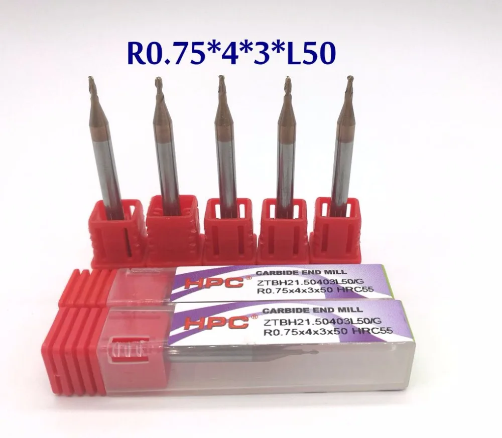 Hotsail 5 шт. Ассортимент Размеров R0.5 R0.75 R1 R1.25 R1.5 шариковый нос HRC55 вольфрамовый
