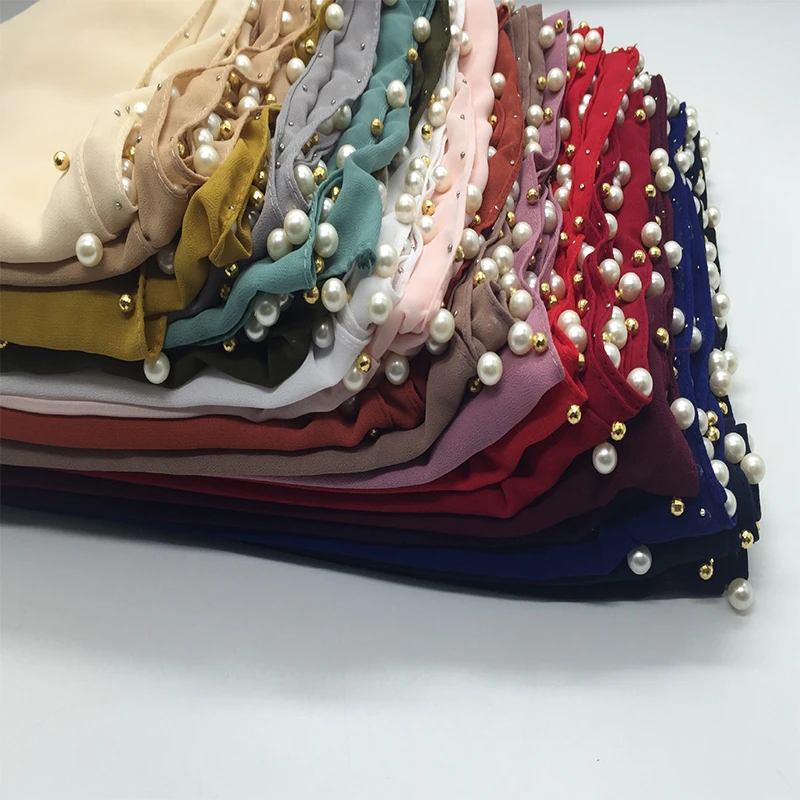 MANYUE-CO New Women's Bubbles Chiffon Scarf Women Large Size With Pearls Chiffon Shawl Solid Color Muslim Hijab Scarf 180*65CM
MANYUE-CO New Women's Bubbles Chiffon Scarf Women Large Size With Pearls Chiffon Shawl Solid Color Muslim Hijab Scarf 180*65CM