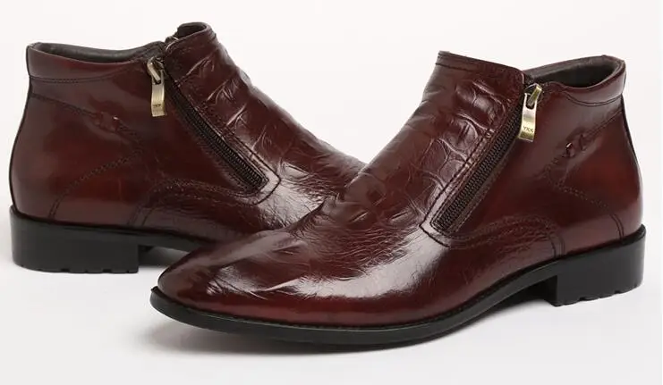 Ankle boots men genuine leather pointed toes alligator print side zipper brown formal business roman boots high top casual shoes
Ankle boots men genuine leather pointed toes alligator print side zipper brown formal business roman boots high top casual shoes