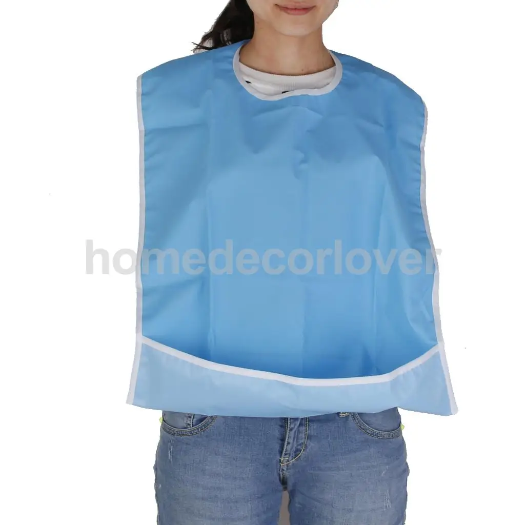 

5pcs Waterproof Adult Mealtime Eating Bib Clothing Suit Protector Elders Old People Disability Aid Apron - Blue