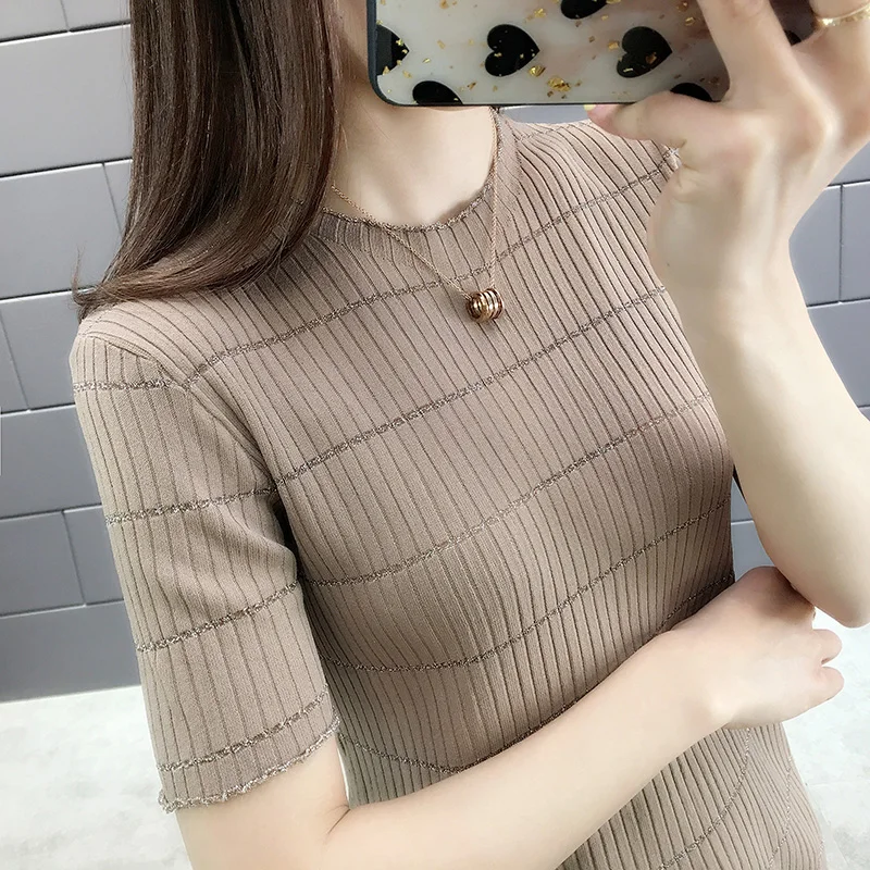 2019 Summer New Ice Silk Short-sleeved Woman O-neck Sweater Slim Pullover Thin Section Large Size Sweater
2019 Summer New Ice Silk Short-sleeved Woman O-neck Sweater Slim Pullover Thin Section Large Size Sweater