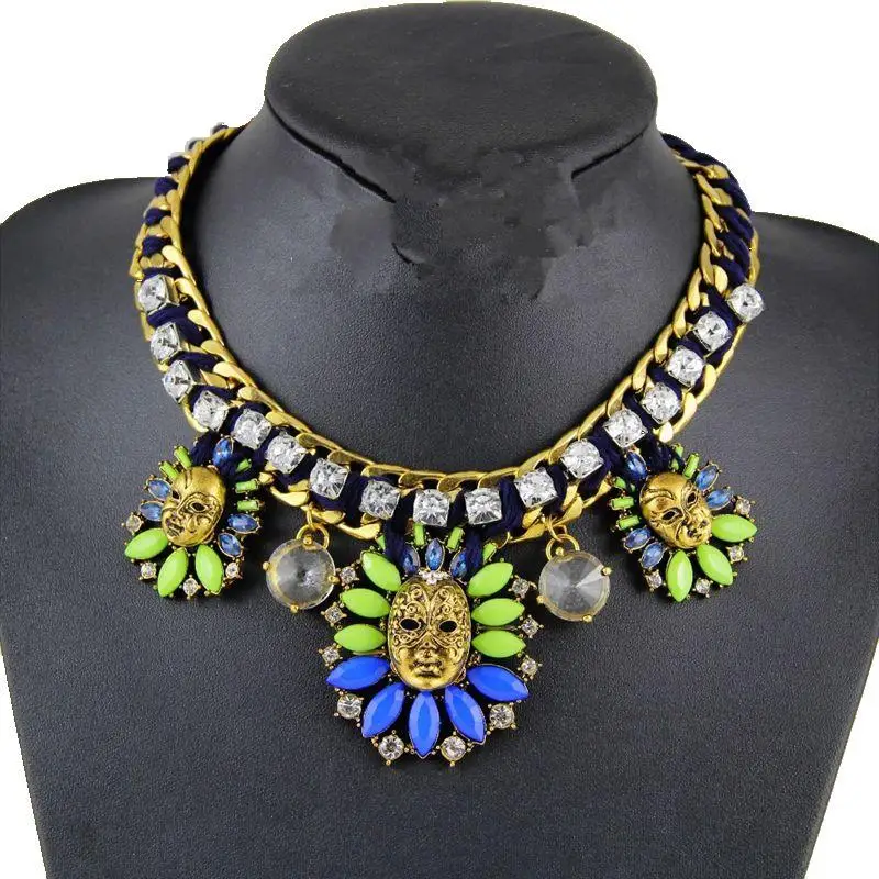CirGen Fashion Vintage Gothic Collar Crystal Wrapped Copper Chain Mask Resin Pendants Statement Choker Necklace Women Jewelry
CirGen Fashion Vintage Gothic Collar Crystal Wrapped Copper Chain Mask Resin Pendants Statement Choker Necklace Women Jewelry