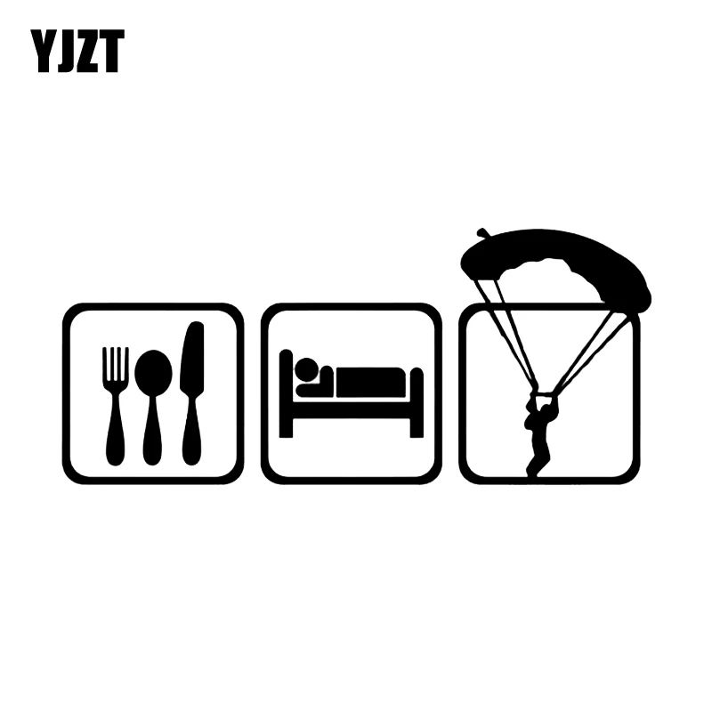 YJZT 16.2*7.1CM Coolest Sleep Eat And Parachuting Car Stickers Vinyl Car Sticker Accessories C12-0741
YJZT 16.2*7.1CM Coolest Sleep Eat And Parachuting Car Stickers Vinyl Car Sticker Accessories C12-0741