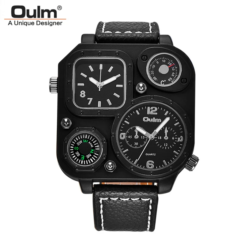 Oulm 1169 Vintage Men's Military Watches Decorative Compass Quartz Watch Two Time Zone Casual Leather Wristwatch
Oulm 1169 Vintage Men's Military Watches Decorative Compass Quartz Watch Two Time Zone Casual Leather Wristwatch