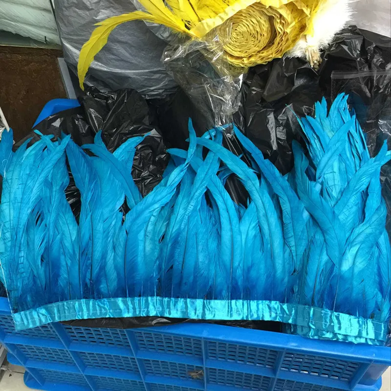 

Оптовая продажа 12-14 дюймов озеро синий петух хвост отделка Coque отделка из перьев/лента для ремесла платье юбка карнавальные костюмы шлейф