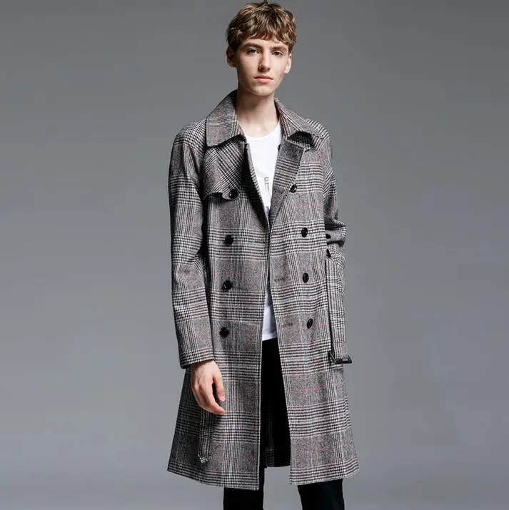 Medium-long plaid trench coat men 2020 spring autumn fashion vintage double breasted coats mens overcoat long-sleeve
Medium-long plaid trench coat men 2020 spring autumn fashion vintage double breasted coats mens overcoat long-sleeve
