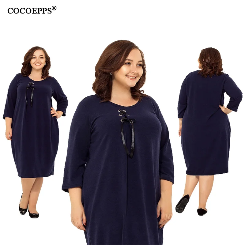5xl 6xl Women Dress Large Size Casual Lace Up Fashion Winter Dress Big Size Midi Dress Elegant Plus Size Women's Clothing 2019 
5xl 6xl Women Dress Large Size Casual Lace Up Fashion Winter Dress Big Size Midi Dress Elegant Plus Size Women's Clothing 2019