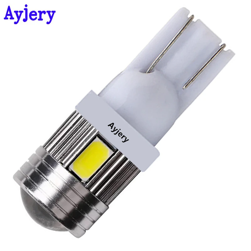 

AYJERY 100 шт./лот Белый T10 LED W5W 5630 6 SMD 5730 168 194 Светодиодная лампа для парковки автомобиля лампы для номерного знака лампы для чтения