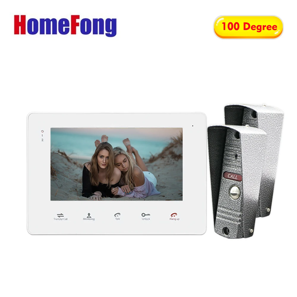 Homefong 7 Inch LCD Video Intercom Entryphone Wired Doorbell Waterproof Motion Sensor 1200tvl Camera With Electric Lock | Безопасность и
