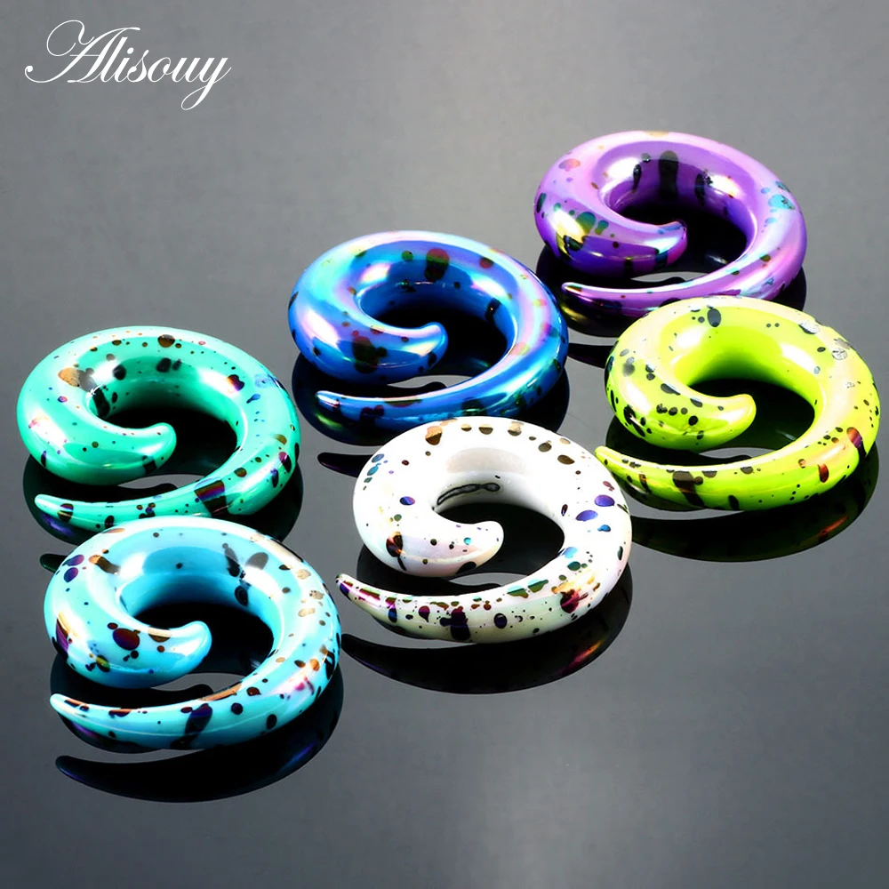 

Alisouy 2pcs Hiphop Acrylic Spiral Ear Gauges Ear Tapers Stretching Plugs And Tunnels Expanders Body Piercing Jewelry (2-12mm)