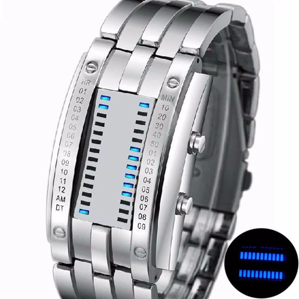 Мужские и женские креативные Роскошные цифровые светодиодные часы с браслетом