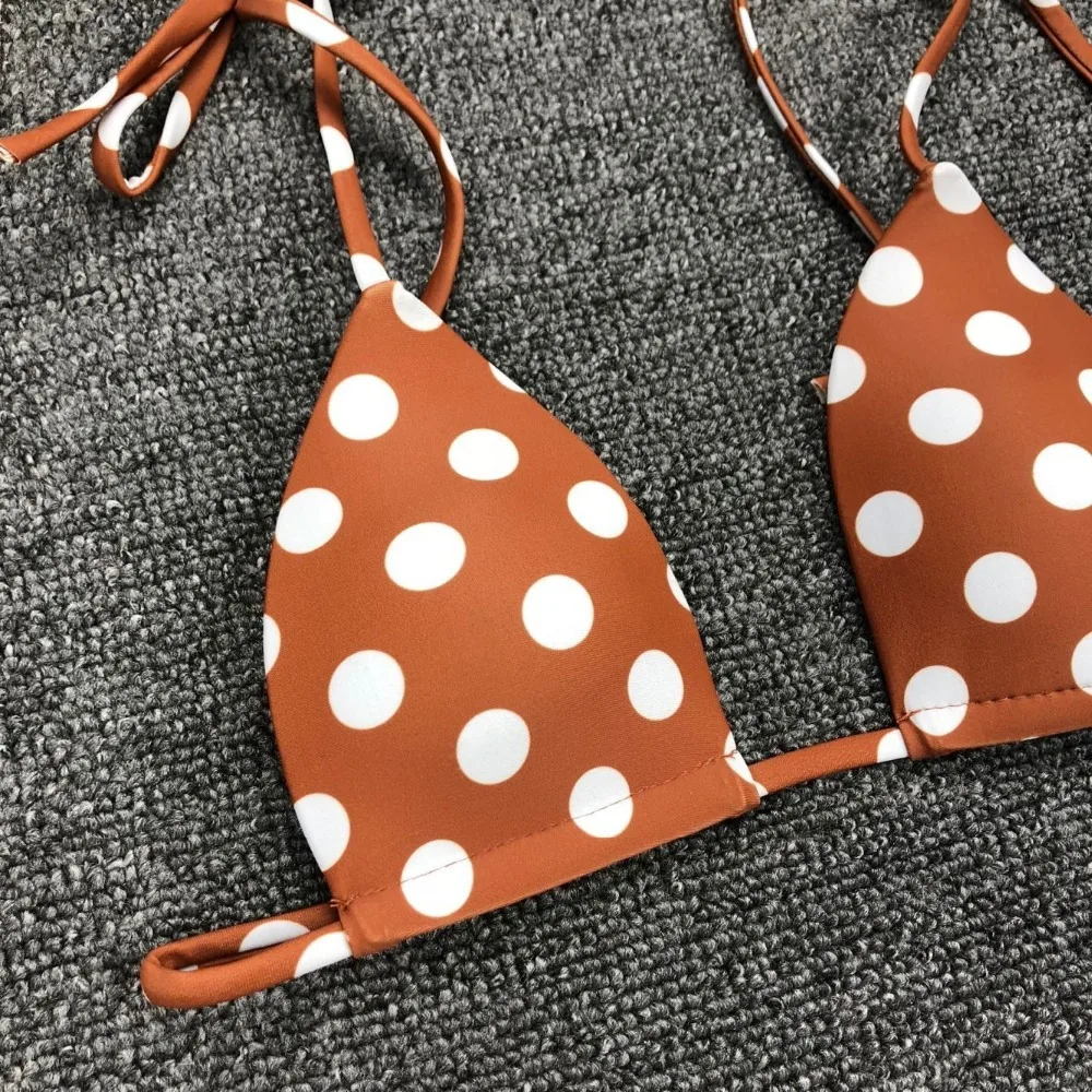 Sexy Polka Dot Swimsuit Brazilian Bikinis 2019 New Mini Thong Biquinis Summer Girls Swimwear Push Up Strappy Beachwear | Женская одежда