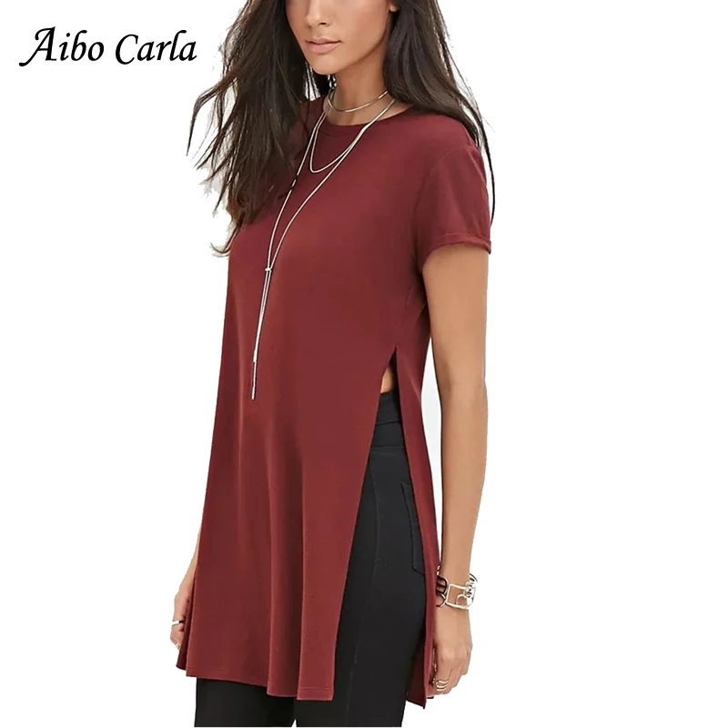 Streetwear T Shirt Women Side Split Tees Casual Summer Tee Shirt Womens Maxi Slit T-shirt Tops Womens Clothing
Streetwear T Shirt Women Side Split Tees Casual Summer Tee Shirt Womens Maxi Slit T-shirt Tops Womens Clothing