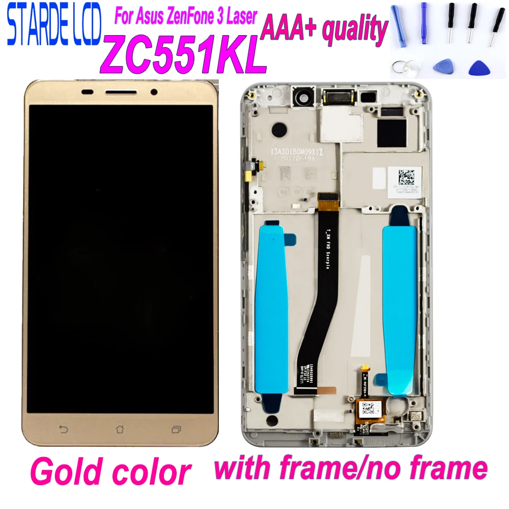 Starde for Asus ZenFone 3 Laser ZC551KL Z01BDC LCD Display Touch Screen Digitizer Assembly with Frame Gold Lcd Replacement Tool
Starde for Asus ZenFone 3 Laser ZC551KL Z01BDC LCD Display Touch Screen Digitizer Assembly with Frame Gold Lcd Replacement Tool