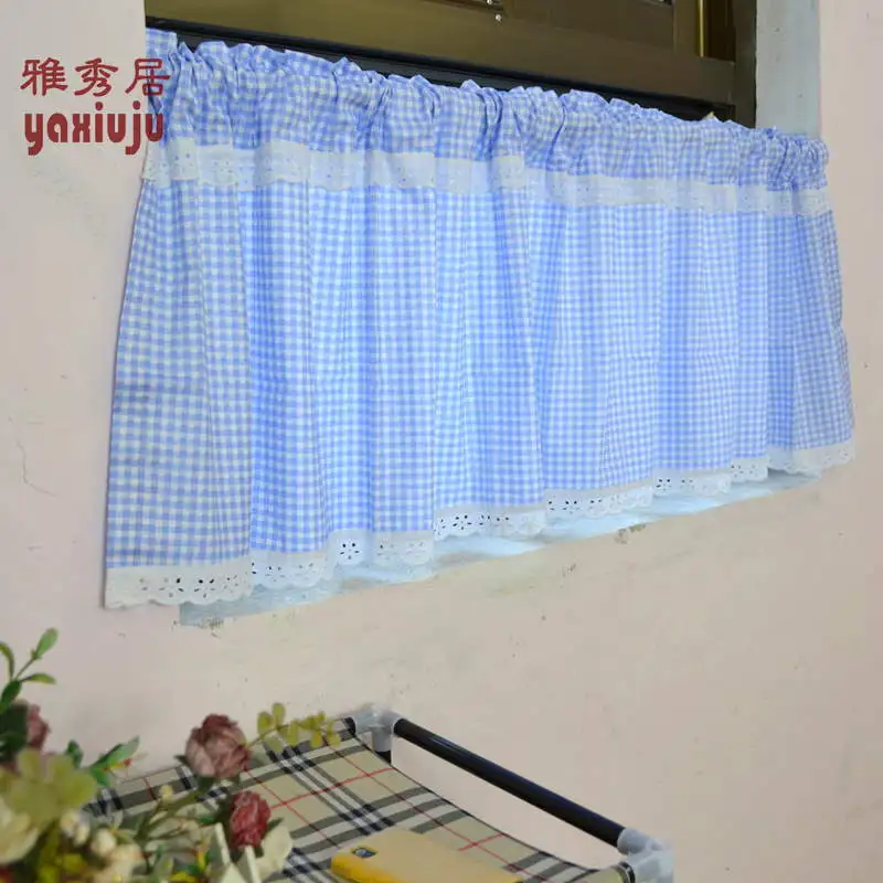Free shipping Lace blue Plaid beautiful coffee short curtain kitchen curtains for living room bedroom 40*150CM customized
Free shipping Lace blue Plaid beautiful coffee short curtain kitchen curtains for living room bedroom 40*150CM customized