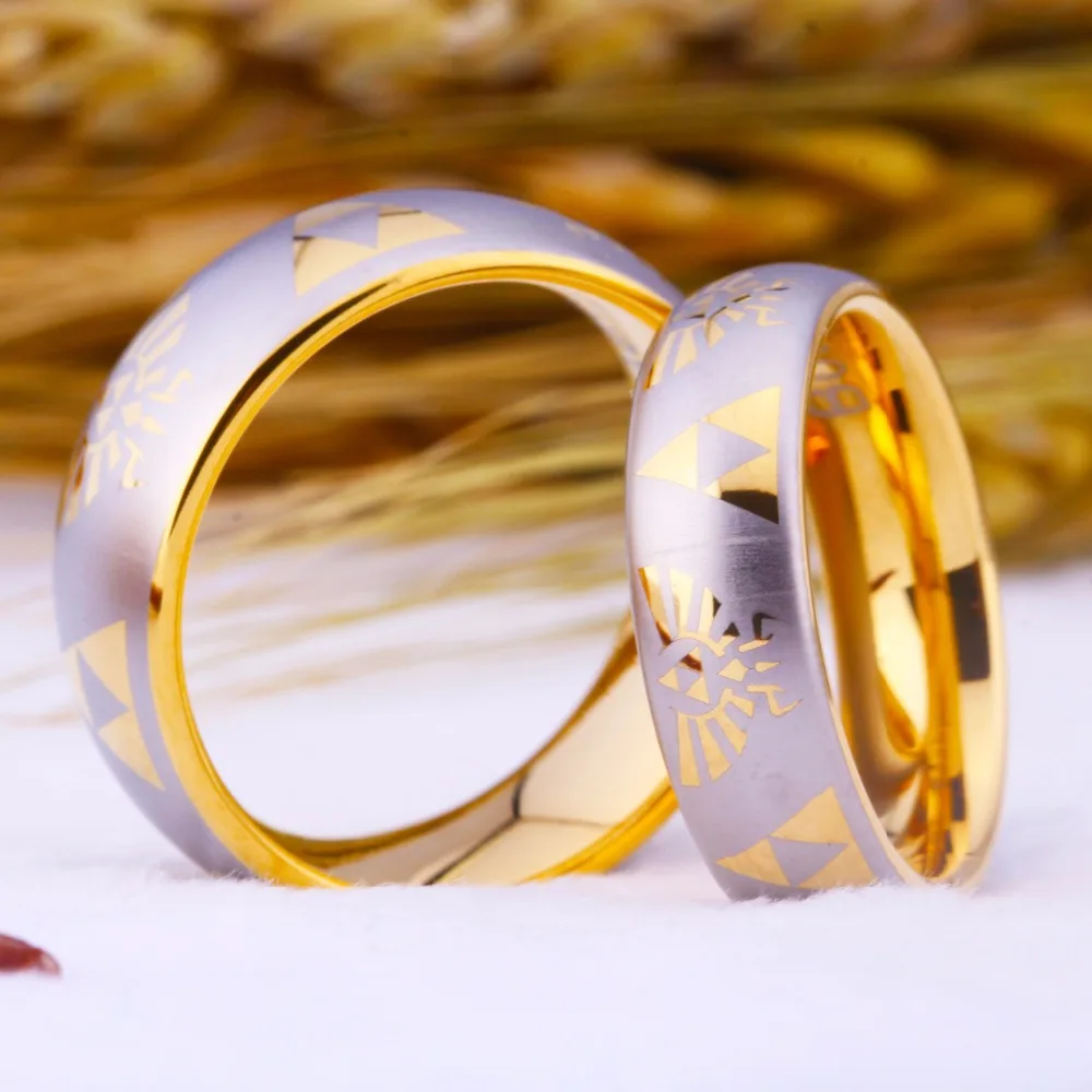 YGK Brand JEWELRY Hot Sales One Pair 6MM and 8mm Golden Dome Comfort Legend of Zelda Tungsten Wedding Rings for Man and Woman
YGK Brand JEWELRY Hot Sales One Pair 6MM and 8mm Golden Dome Comfort Legend of Zelda Tungsten Wedding Rings for Man and Woman