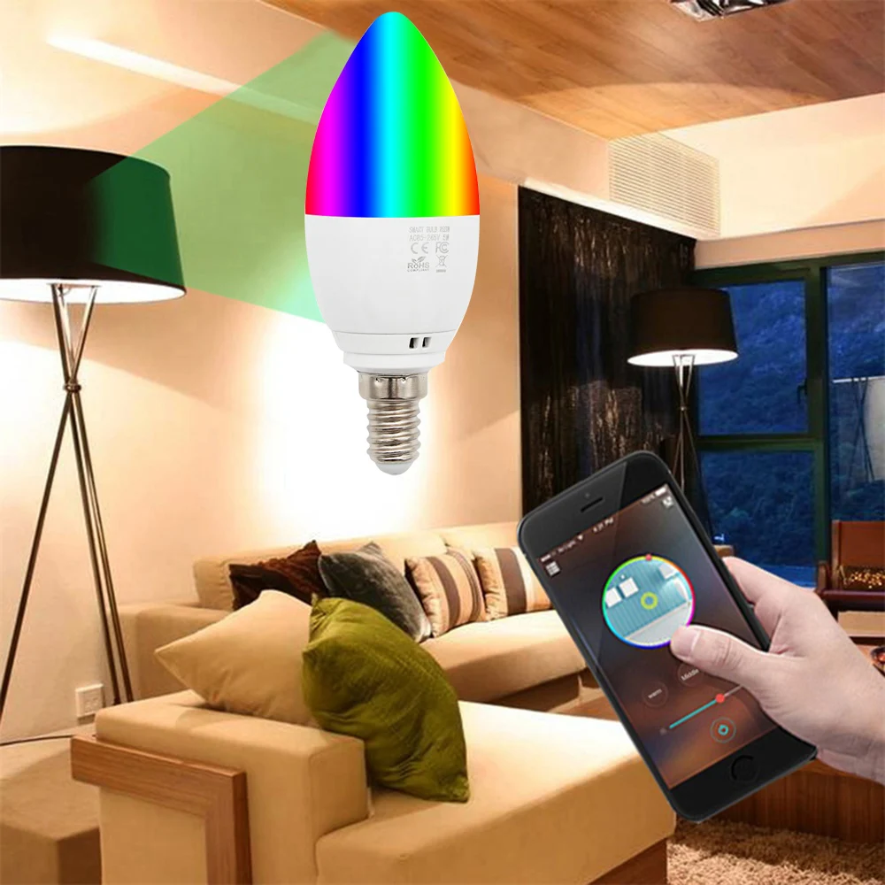 Smart WiFi Candle Bulb E14/E27Led RGB Spotlight Bulb Support Alexa/Google Home/IFTTT Smart Voice Control 5W for Home Decoration
Smart WiFi Candle Bulb E14/E27Led RGB Spotlight Bulb Support Alexa/Google Home/IFTTT Smart Voice Control 5W for Home Decoration