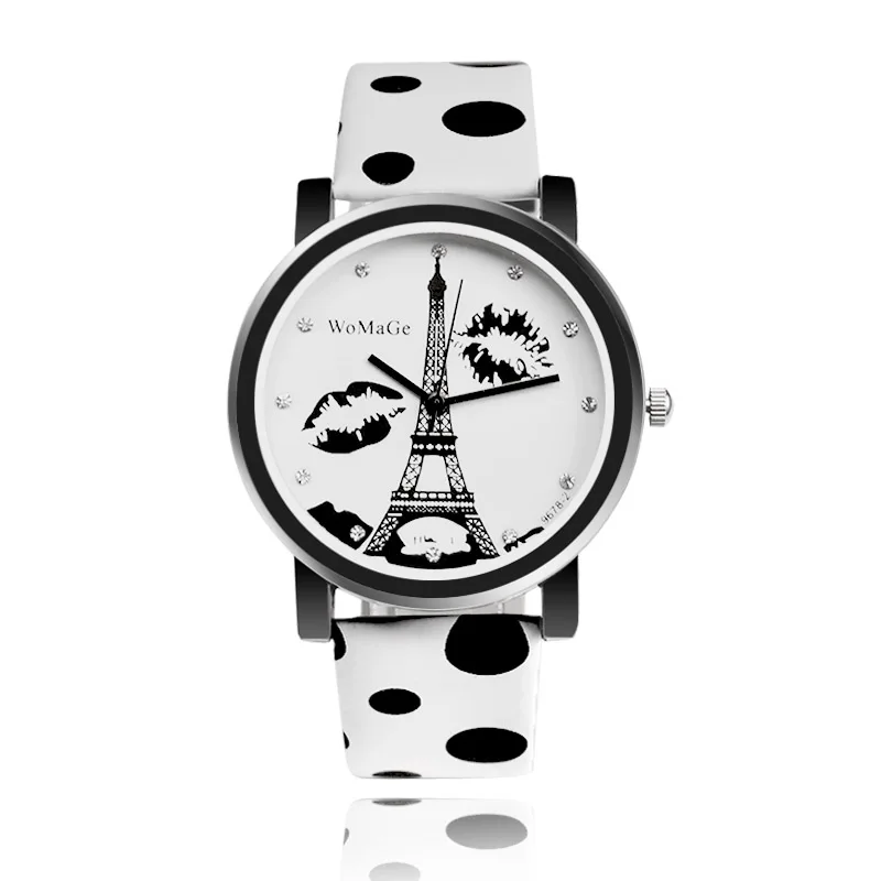 WoMaGe Eiffel Tower Women Wrist Watch Polka Dot Leather Watch Women Watches Clock Women's Watches zegarek damski reloj mujer
WoMaGe Eiffel Tower Women Wrist Watch Polka Dot Leather Watch Women Watches Clock Women's Watches zegarek damski reloj mujer