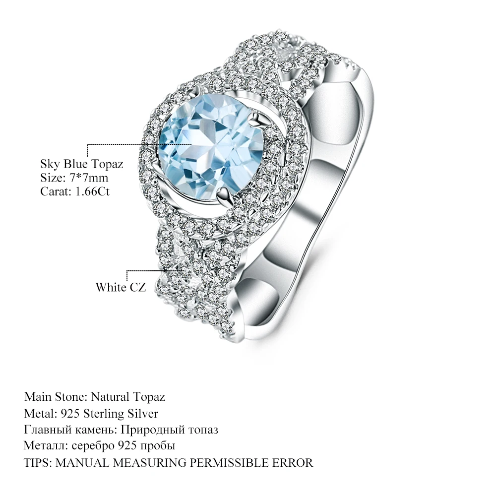 Gem's Ballet 1.66Ct Round Shape Natural Sky Blue Topaz Gemstone Classic Rings 925 Sterling Silver Fine Jewelry For Women
Gem's Ballet 1.66Ct Round Shape Natural Sky Blue Topaz Gemstone Classic Rings 925 Sterling Silver Fine Jewelry For Women