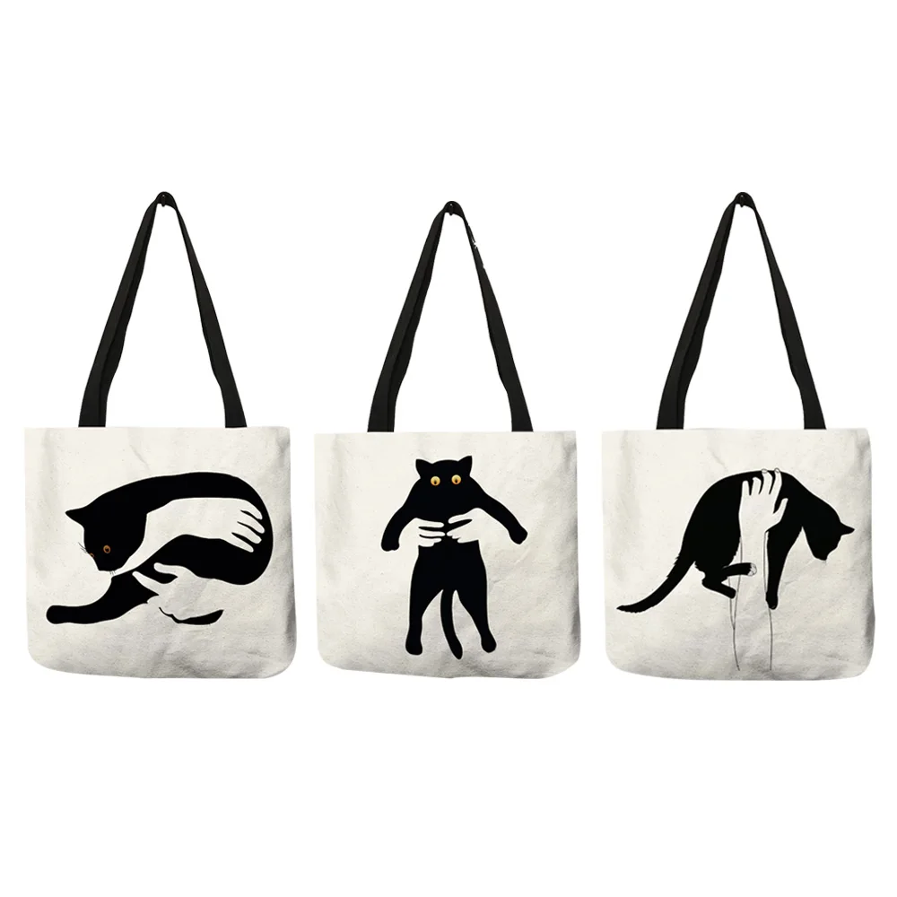Creative Cat Hug Print Linen Tote Bag Eco Reusable Shopping Bags Women Lady Casual Totes
Creative Cat Hug Print Linen Tote Bag Eco Reusable Shopping Bags Women Lady Casual Totes