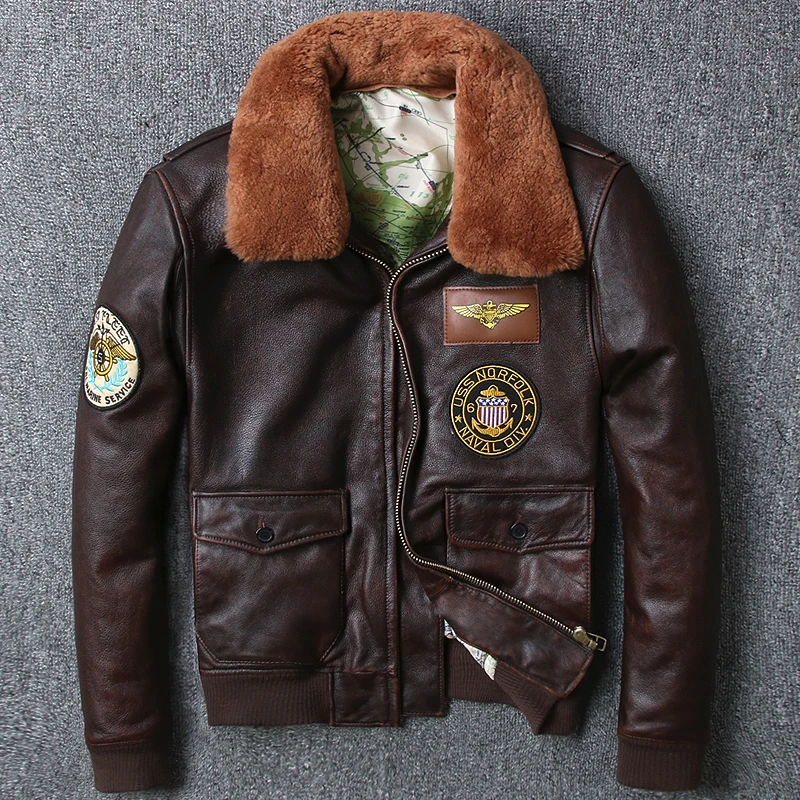 Fashion Men's Genuine Leather Cowhide Jackets Thick Warm Pilot Leather Coats 5XL Cotton Collar Embroidery Pattern Brown Overcoat
Fashion Men's Genuine Leather Cowhide Jackets Thick Warm Pilot Leather Coats 5XL Cotton Collar Embroidery Pattern Brown Overcoat