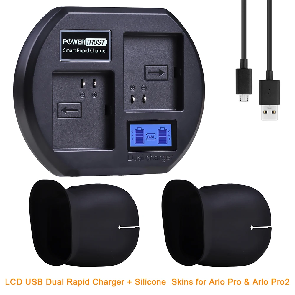LCD Display USB Dual Charging Station Charger with 2X Silicone Skin for Arlo Pro 2 Arlo Security Light and Arlo Go Battery
LCD Display USB Dual Charging Station Charger with 2X Silicone Skin for Arlo Pro 2 Arlo Security Light and Arlo Go Battery