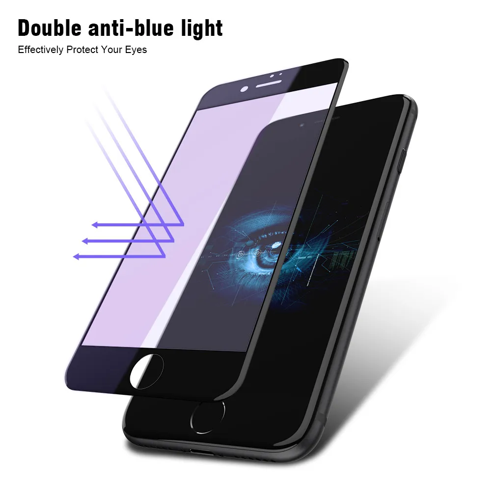 RAXFLY для iPhone 8 7 6s 6 протектор экрана закаленное стекло фиолетовый свет 0 15 мм
