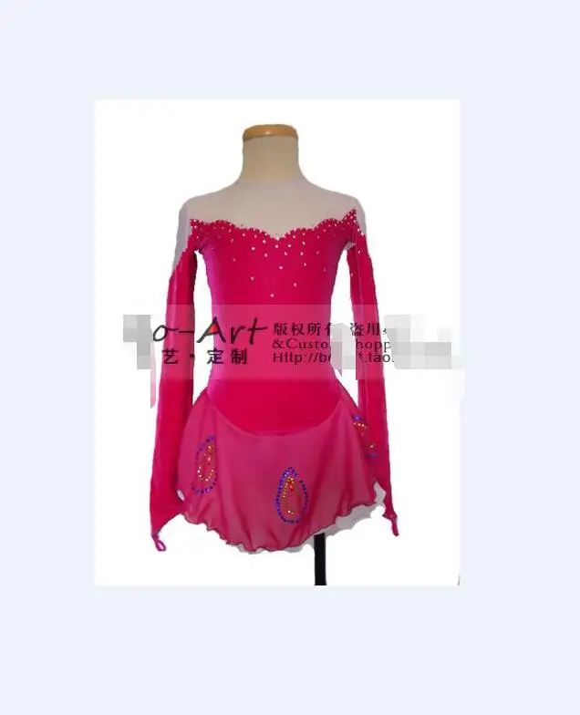 red ice skating dresses for women competition dress spandex figure custom free shipping | Спорт и развлечения