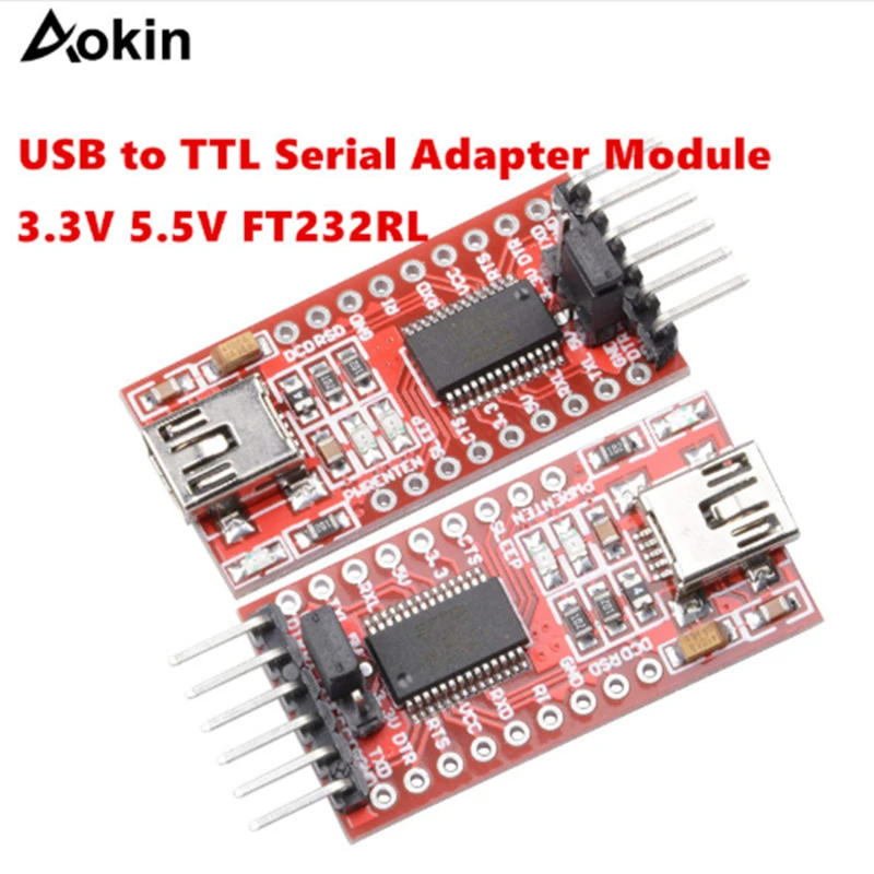 Aokin For FT232RL FTDI USB 3.3V 5.5V to TTL Serial Adapter Module For Arduin Mini Port
Aokin For FT232RL FTDI USB 3.3V 5.5V to TTL Serial Adapter Module For Arduin Mini Port