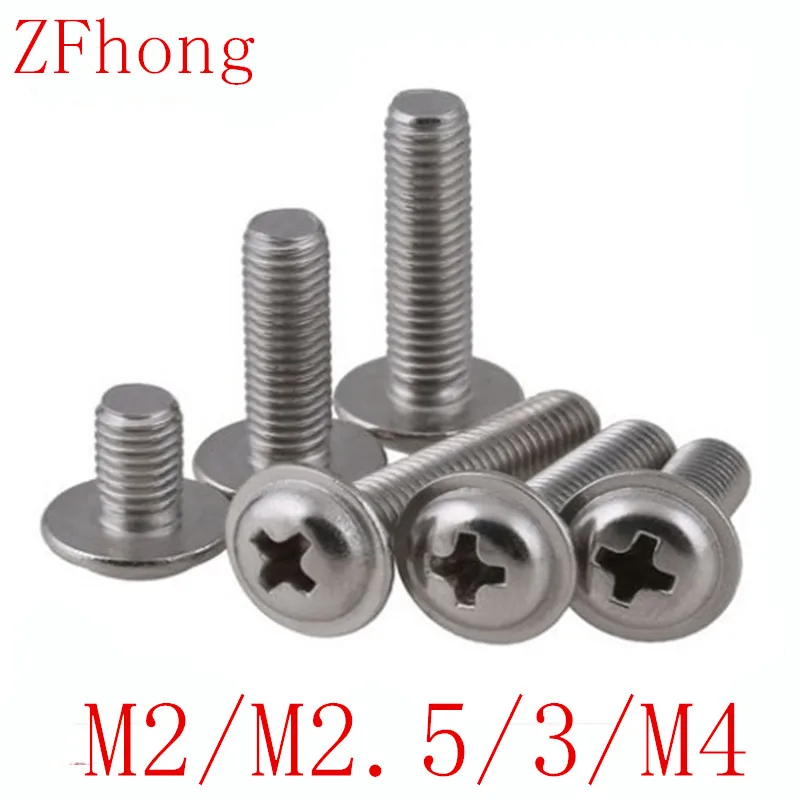 50PCS M2 M2.5 M3 M4 304 Stainless Steel Round Pan Phillips Cross Head Screws Bolt With Washer Pad Computer Machine Screws
50PCS M2 M2.5 M3 M4 304 Stainless Steel Round Pan Phillips Cross Head Screws Bolt With Washer Pad Computer Machine Screws