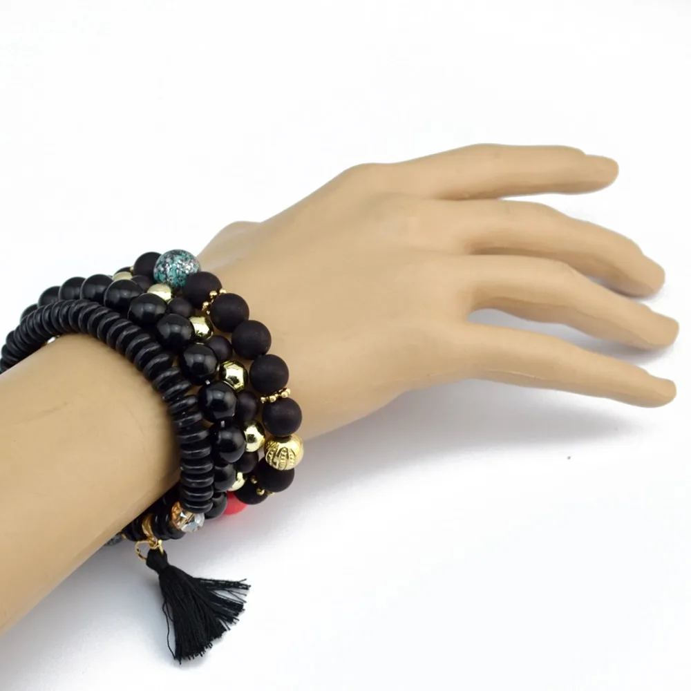 4 Pcs/Set Bohemian Vintage Multicolor Stone Beads Bracelet For Women Tassel Pendant Red Black Summer Beach Party Hand Jewelry
4 Pcs/Set Bohemian Vintage Multicolor Stone Beads Bracelet For Women Tassel Pendant Red Black Summer Beach Party Hand Jewelry