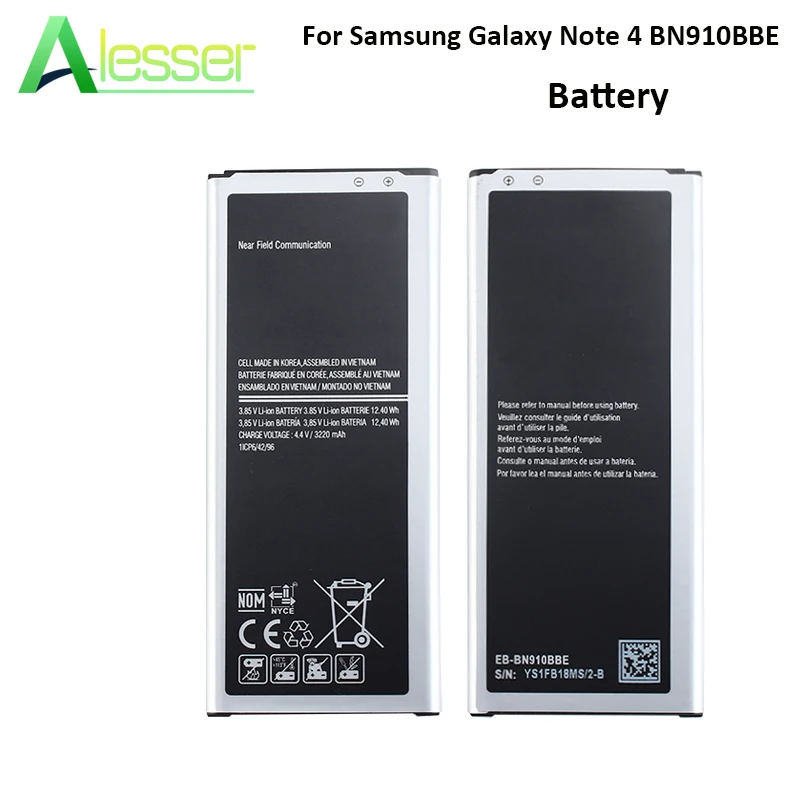 Alesser для samsung Galaxy Note 4 BN910BBE батарея 3220 мАч высокое ёмкость замена аксессуар