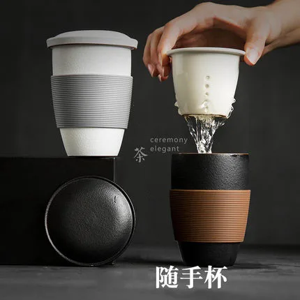 Посуда для напитков в китайском стиле креативная керамическая чашка с крышкой