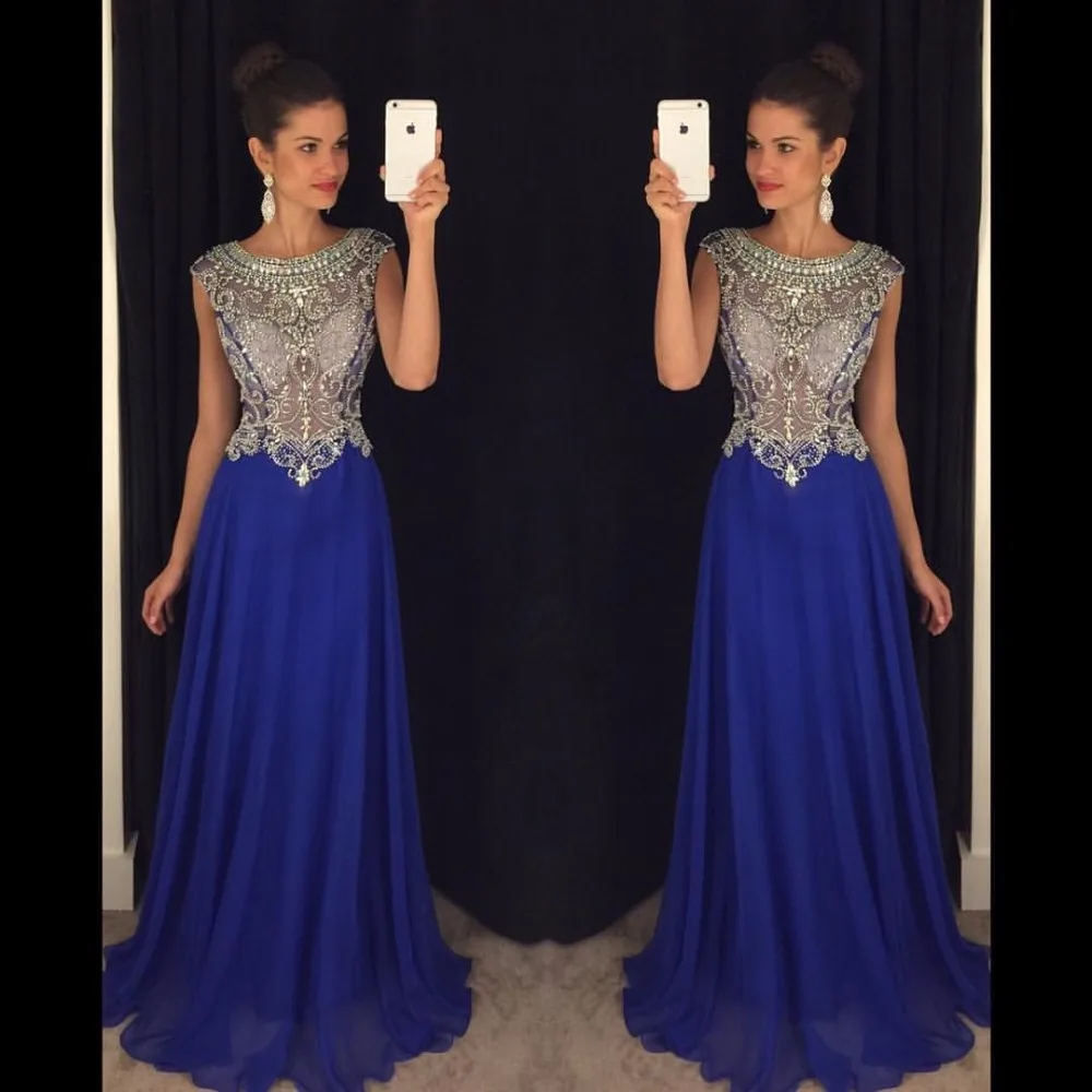 Robe de soiree New Style Long Evening Dress 2017 Scoop Cap Sleeve Floor Length Beading Chiffon Party Prom Dresses
Robe de soiree New Style Long Evening Dress 2017 Scoop Cap Sleeve Floor Length Beading Chiffon Party Prom Dresses