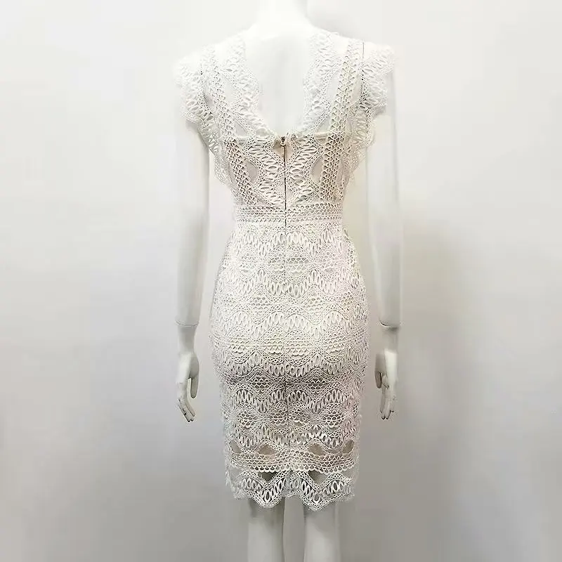 Lace Hollow Out Bandage Dress Elegant Celebrity Evening Party Fashion Women Sexy Mini White Dresses
Lace Hollow Out Bandage Dress Elegant Celebrity Evening Party Fashion Women Sexy Mini White Dresses