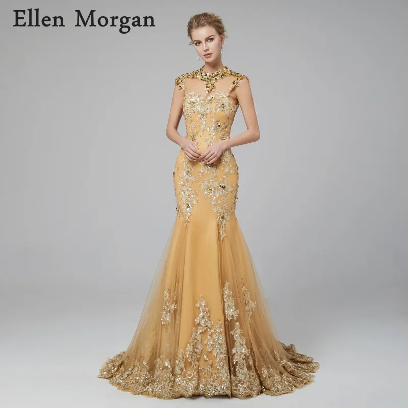 Gold High Neck Backless Evening Dresses 2019 Lace Sexy Elegant Sparkling Ruway Fashion Formal Prom Party Gowns for Women Wear
Gold High Neck Backless Evening Dresses 2019 Lace Sexy Elegant Sparkling Ruway Fashion Formal Prom Party Gowns for Women Wear