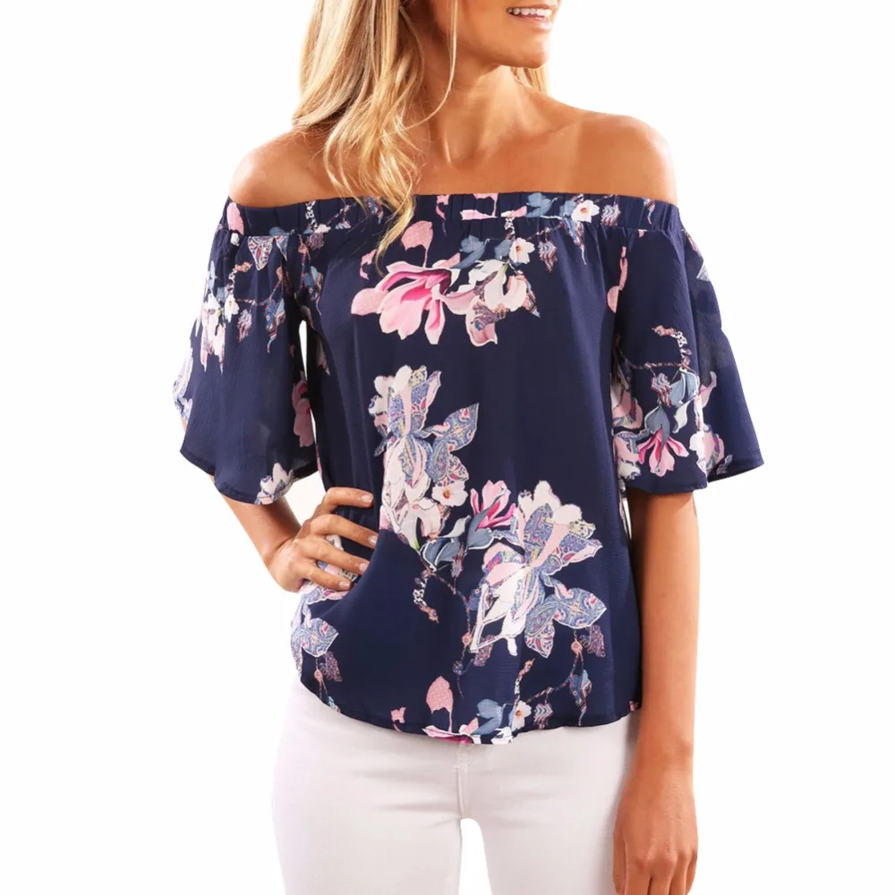 Off Shoulder Flare Short Sleeve Blouse Women Print Floral Shirts 2017 New Beach Vogue White Blue Tops blusas mujer women clothes
Off Shoulder Flare Short Sleeve Blouse Women Print Floral Shirts 2017 New Beach Vogue White Blue Tops blusas mujer women clothes
