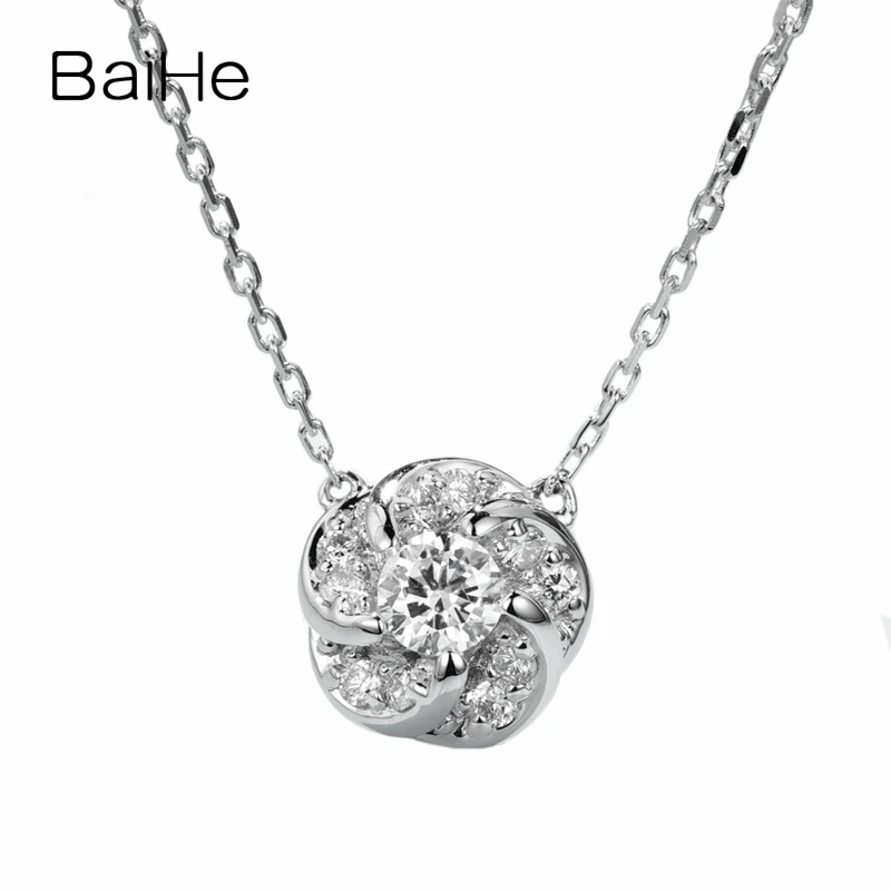 BAIHE Solid 18K White Gold 0.11ct Natural Diamond Flower Necklace Women Wedding Fine Jewelry Making قلادة زهرة Collier Fleurs
BAIHE Solid 18K White Gold 0.11ct Natural Diamond Flower Necklace Women Wedding Fine Jewelry Making قلادة زهرة Collier Fleurs