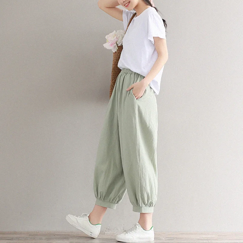 Retro art cotton and linen pants female summer loose thin section casual pants elastic waist linen nine pants
Retro art cotton and linen pants female summer loose thin section casual pants elastic waist linen nine pants